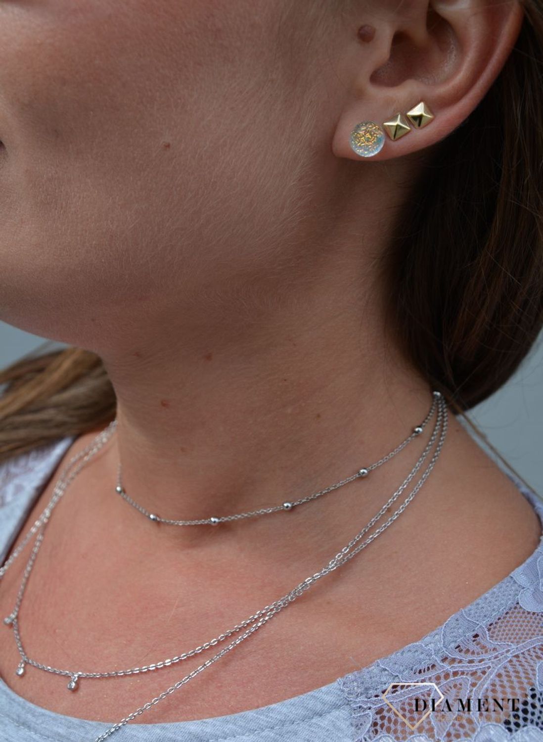 Kolczyki szkło weneckie białe mieniące się Murano 21.jpg